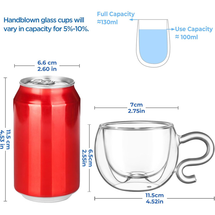 Двостінні милі келихи для лате макіато з різдвяною ялинкою 270 мл Кавова чашка Різдвяна кружка з ситечком для чаю з різдвяною ялинкою Чайні склянки для молока, льоду, різдвяні подарунки для жінок і дітей (Тип 11 Прозорий-130 мл*2, 130 мл*2)
