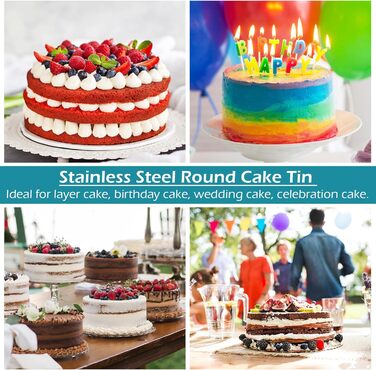 Большая форма для выпечки 20,3 см, нержавеющая сталь Herogo, круглая форма для выпечки, набор из 3 шт., слоеная форма для торта, формы для подноса на день рождения, глубина 5 см и бесшовный дизайн, прочный и пригодный для мытья в посудомоечной машине 20 с