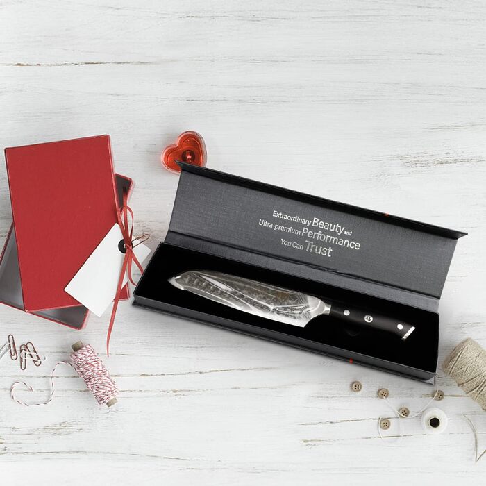 Кухарський ніж сантоку 17,8 см, дамаська сталь PRO SHAN ZU