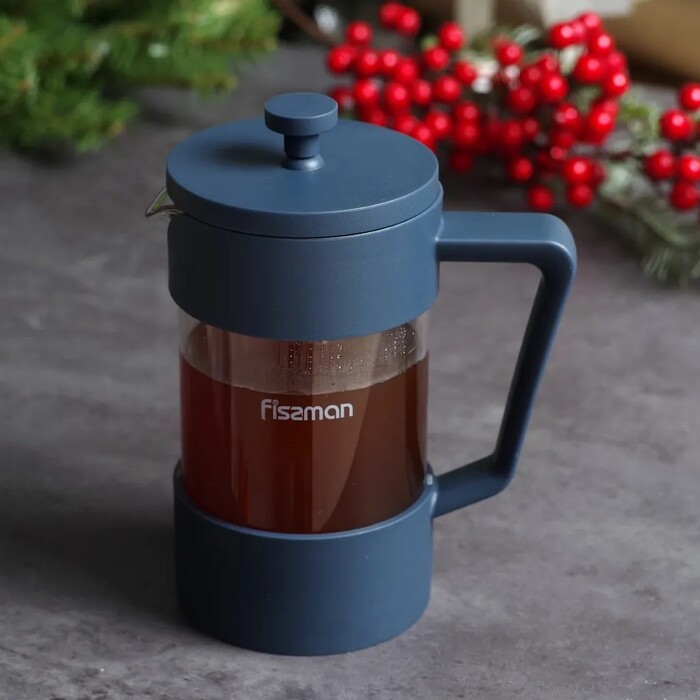 Заварювальний чайник з поршнем Fissman FLAT WHITE 1000 мл скляна колба (9116)