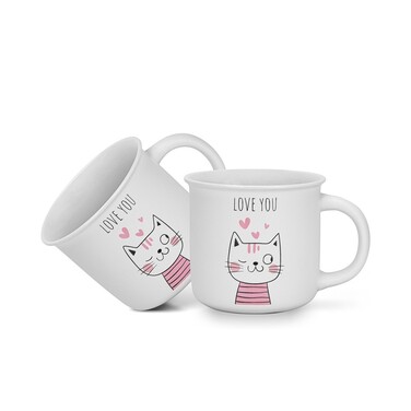Набор из 2-х кружек Fissman 380 мл LOVE YOU фарфор (3714)