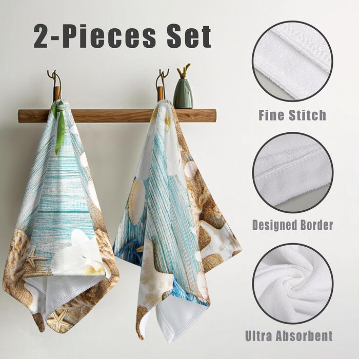 Різдвяні кухонні рушники Kwlegh, рушник для рук, різдвяна ялинка, цукерка-тростина, сніжинка, рушник для пальців, набір з 2 шт. , милий чоловічий банний рушник, високопоглинаючі рушники, 36 шт. (пляжні мушлі)