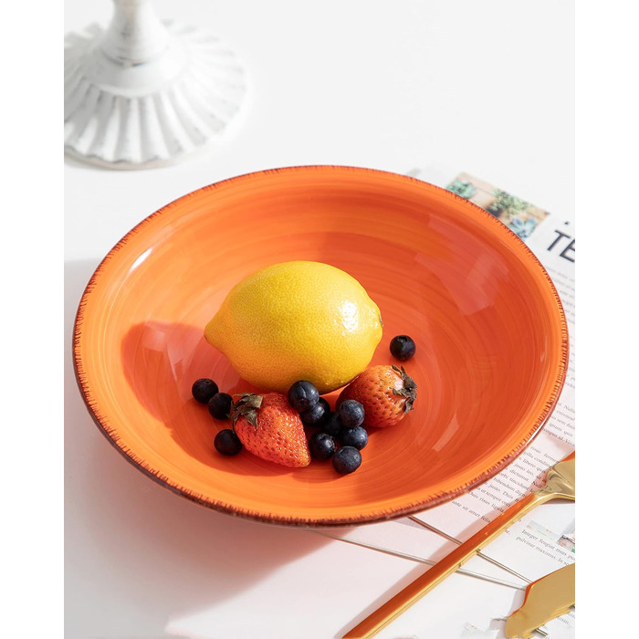 Тарелка для торта из керамогранита, BONITA Плоская тарелка из 6 предметов, Ø 18,8 см Набор десертных тарелок для макаронных изделий (8,3 дюйма, красочная серия01)