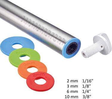 З 4 розпірними кільцями, по 1 кільцю по 10 мм, 6 мм, 3 мм, 2 мм, зі шкалами, нержавіюча сталь/пластик, сріблястий/білий/світло-блакитний/світло-зелений/помаранчевий/червоний, 30452260 нержавіючий ролик для випічки