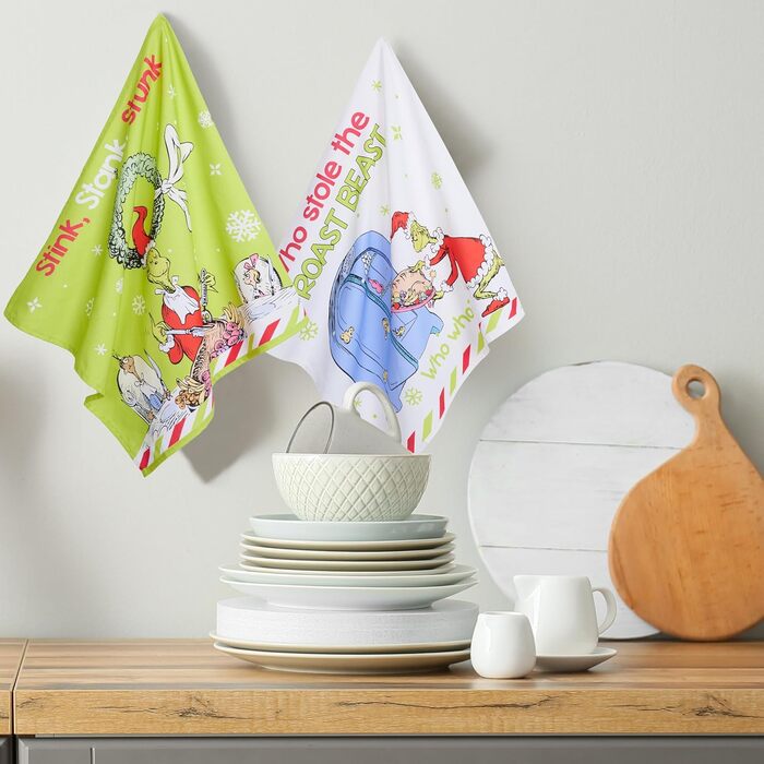 Набір з 2 різдвяних кухонних рушників ‎65 x 65 см The Grinch