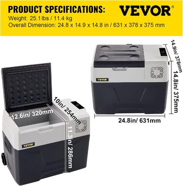 Автохолодильник 30 л 45 Вт чорний VEVOR