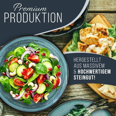 Набір посуду з керамограніту на 6 персон, 24 предмети, чорний/петролевий Ibiza Pure Living