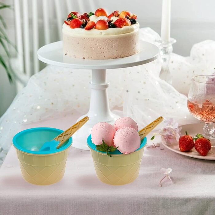 Набір паперові стаканчики для морозива з ложками 50 шт. 125 мл Bakiauli