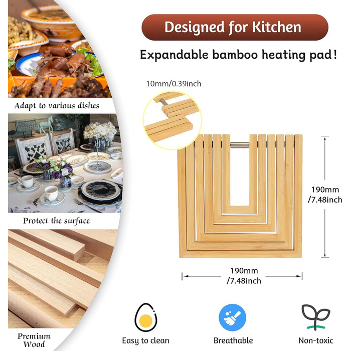 Бамбукова підставка під гаряче 2 шт TARUNMO