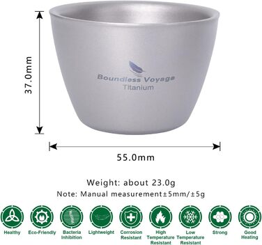 Чашка з подвійними стінками для кемпінгу, 2 шт. и 2 x 40 мл. Boundless Voyage