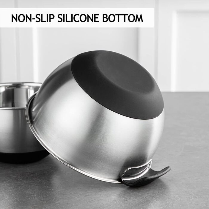 Набір мисок з нержавіючої сталі, 5 предметів з кришкою, миска для змішування з 3 терками, 5 л 3 л 2 л 1,5 л 1,5 л 1 л Velaze