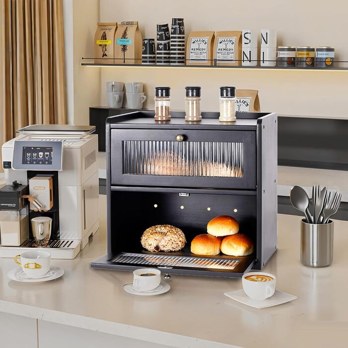 Дворівнева хлібниця 36,5 x 24 x 34 см, чорна Lnopever