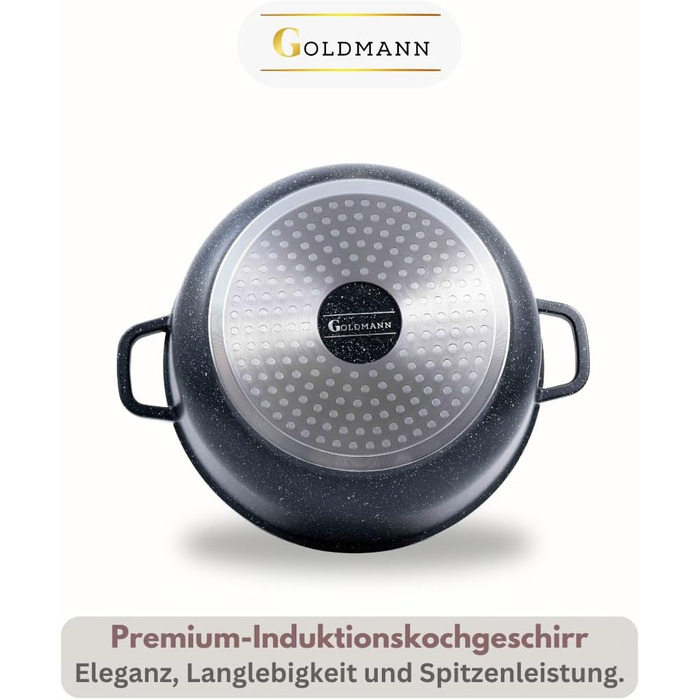 Каструля 6,5 л з антипригарним покриттям та скляною кришкою 28 см Goldmann