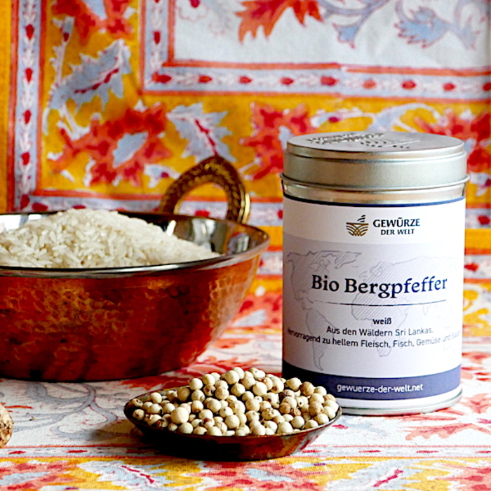 Гірський перець органічний білий 120 г в банці Gewuerze der Welt