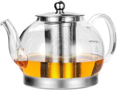 Термостойкий чайник из прозрачного стекла со семным ситечком, 1,2л TOYO HOFU