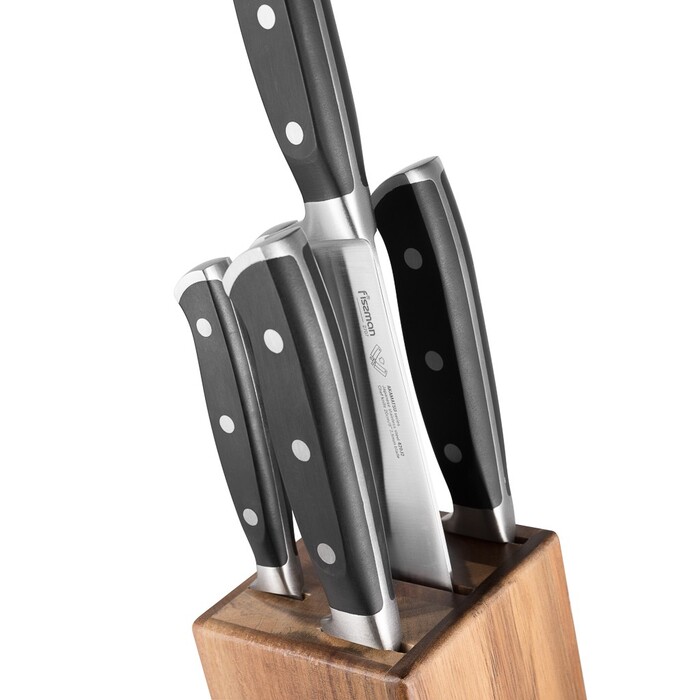 Набір Fissman ножів 6 пр. AKAMATSU на дерев'яній підставці 3Cr14 сталь (2707)