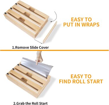 Диспенсер для рулонів фольги 30,7 см потрійний, бамбук DOSYEN