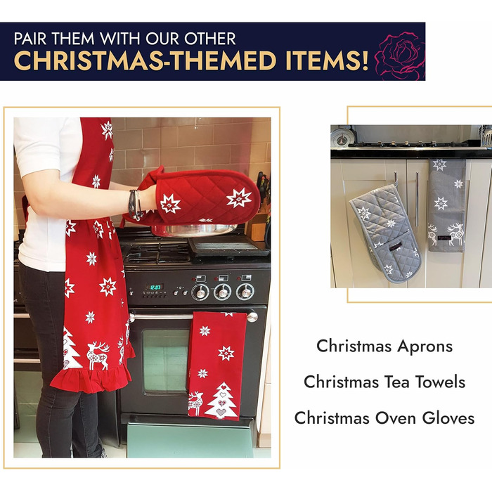 Набір з 2 різдвяних кухонних рушників Christmas Nordic 50 x 70 см червоний Ragged Rose