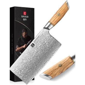 Китайський кухарський ніж-тесак 19 см, дамаська сталь XINZUO