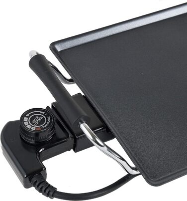 Електрична сковорода Bestron з антипригарним покриттям, задоволення від гриля до 10 осіб, дуже довга поверхня для гриля, 2 000 Вт, колір Чорний (L)