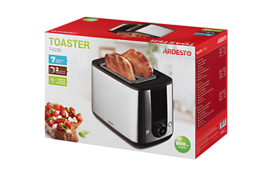ARDESTO Тостер Steel Collection T-K200 800Вт, метал+пластик, сріблястий+чорний