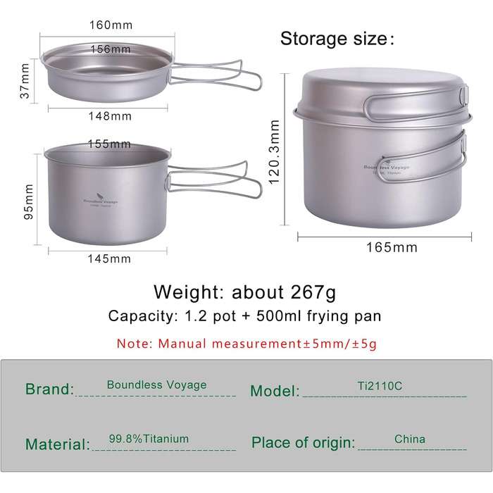 Титановый горшок 1200 мл и 500 мл Boundless Voyage