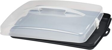 Кругла транспортувальна коробка для торта Xavax з кришкою, контейнер для торта діаметром 31,5 см, внутрішня висота 8 см, коробка для торта з пристроєм поділу шматків, антрацитова форма для торта, прозора (коробка для транспортування листкового торта)