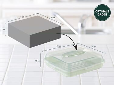 Коробка для транспортування торта з кришкою, капюшоном і ручкою. Коробка для зберігання, контейнер для торта, тарілка для торта, контейнер для торта, коробка для торта, тарілка для торта, начинка для торта, дзвіночок для торта - (зелений, квадратний)