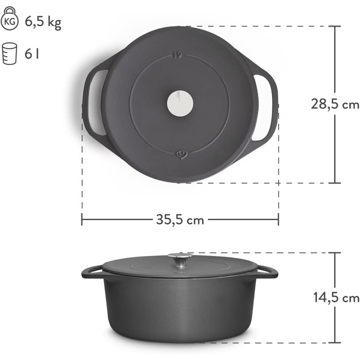 Кокотниця з кришкою 28 см, сірий Springlane Kitchen