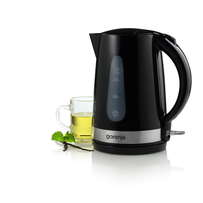 Gorenje Електрочайник, 1,7л, пластик, чорний