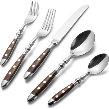 Набір столових приладів на 6 персон, 30 предметів, коричневий Alata