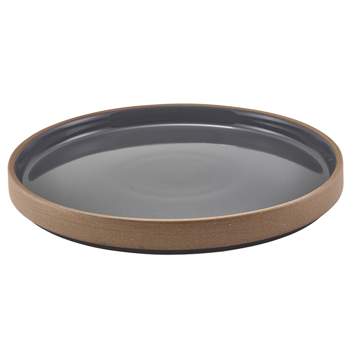 Тарілка презентаційна 25*2.5 см із низьким вертикальним бортом, Kava Dark Grey Stoneware Raw Wall, GenWare