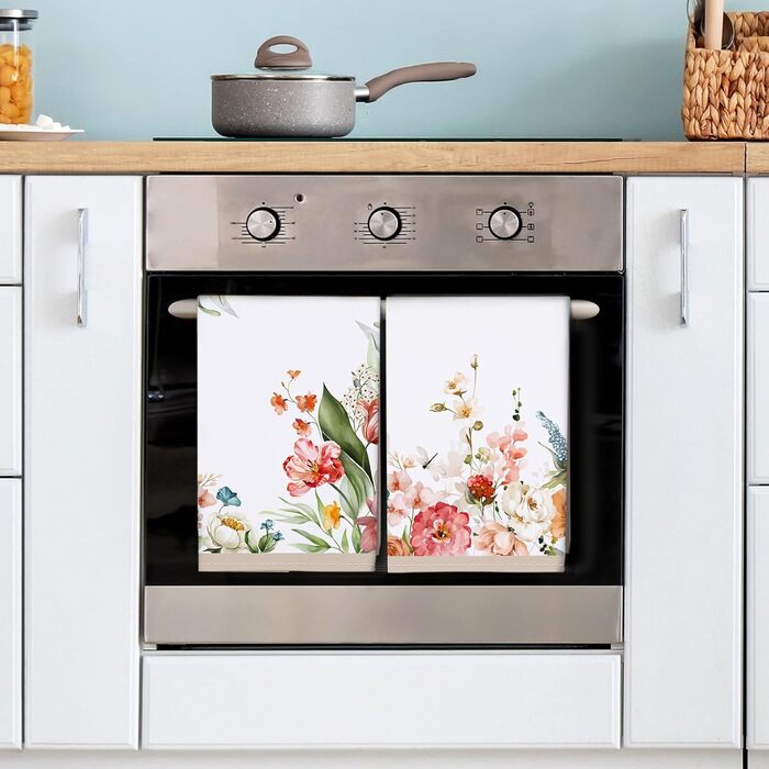 Кухонні рушники, бавовна, 4 упаковки, кухонні рушники, 100 бавовна. Осінній набір кухонних рушників. Універсальний високоякісний набір кухонних рушників для сушіння. Рушники для кухонних рушників 50 x 70 см (різнокольорові квіти)