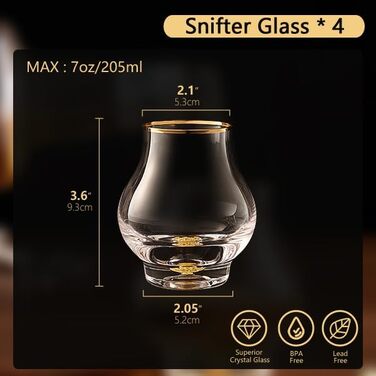 Набір із 4 келихів для віскі 205 мл із золотими обідками DUJUST