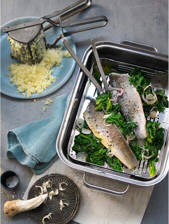 Жаровня 41 x 27 см с паровой корзиной и щипцами для спаржи Vitalis Aroma WMF