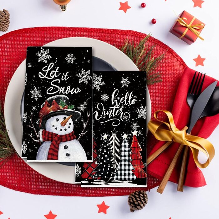 Набір з 2 різдвяних кухонний рушників 43 x 66 см, чорний YUNHENTONG