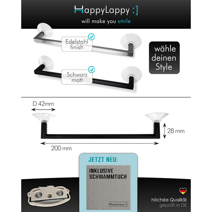 Тримач для кухонного рушника 20 см чорний snagger