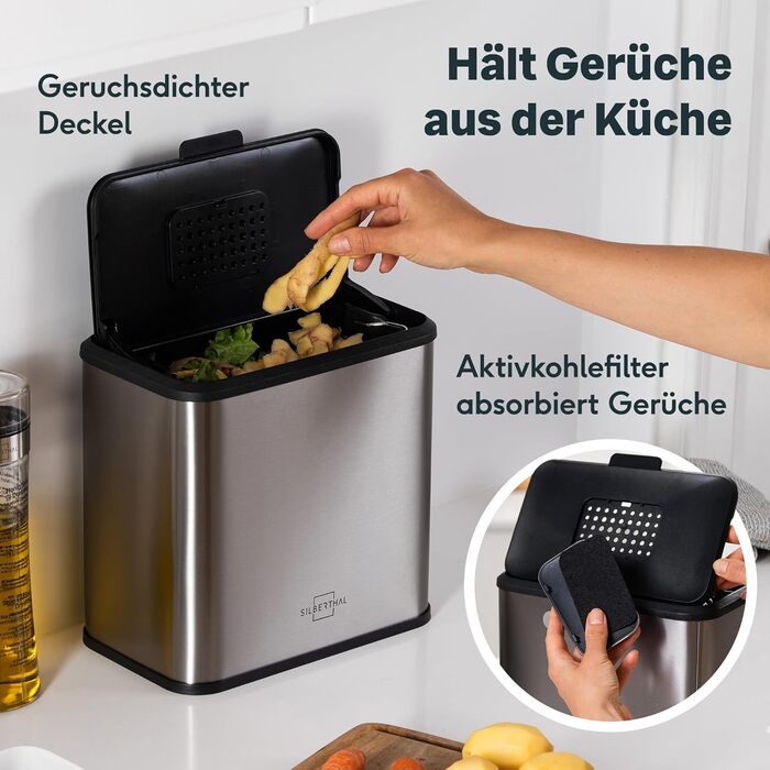 Контейнер для кухонного мусора 4 л с крышкой Silberthal