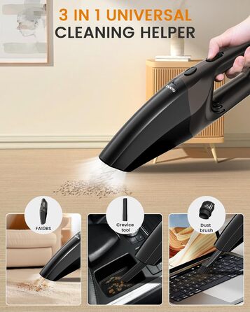 Ручний бездротовий пилосос з акумулятором 80 Вт чорно-коричневий TANYO