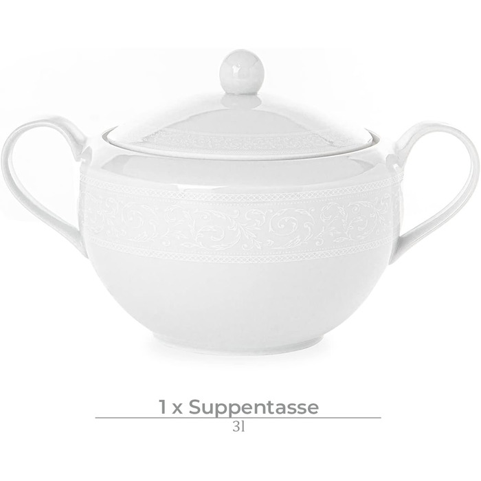 Набор посуды konsimo Combi на 6 персон Набор тарелок AMELIA Modern 18 предметов Столовый сервиз - Сервиз и наборы посуды - Комбинированный сервиз на 6 персон - Сервиз для семьи - Посуда (белое кружево, 25 шт.)