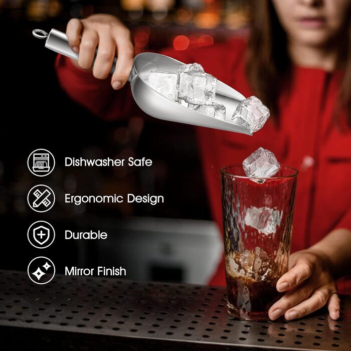 Ложка для морозива Herogo, ложка для харчових цукерок з нержавіючої сталі 680 мл, велика металева ложка для борошна для домашніх тварин, кава, цукерки, міцна та світловідбиваюча, можна мити в посудомийній машині 24 унції (680 мл)