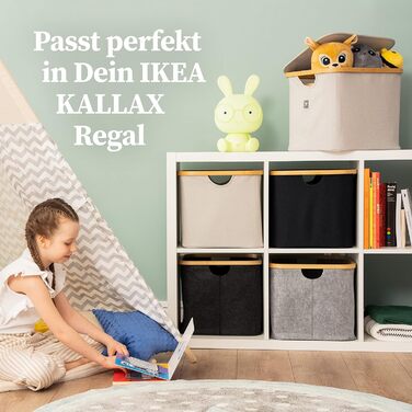 Корзина для хранения HENNEZ Корзины, совместимые с IKEA KALLAX Полка - Корзина для хранения дров Маленький антрацит - Ящик для хранения Полка Корзина для хранения - Бумажный ящик Войлочная корзина Складная корзина для белья (40 л, черная)