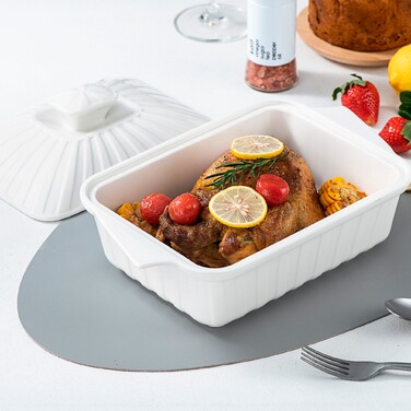 Прямоугольная форма для запекания Fissman 25х19х13 см/1,6 л с крышкой фарфоровая цена (14173)