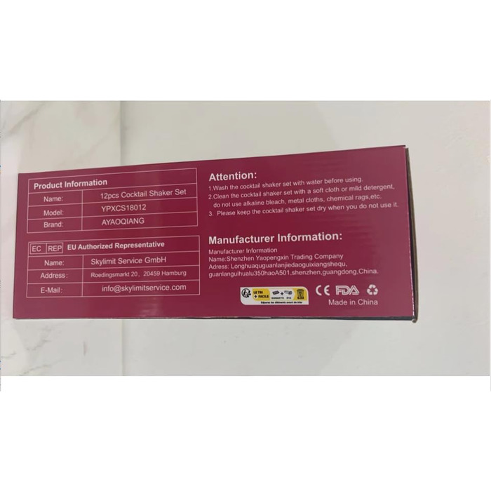 Коктейльний набір з 12 предметів з дерев'яною підставкою, мірною склянкою та барною ложкою AYAOQIANG