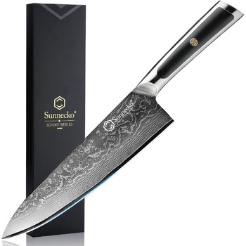Ніж кухарський 20 см, дамаська сталь Sunnecko