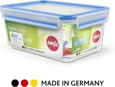 Набір контейнерів для зберігання продуктів EMSA Clip & Close, прямокутні, 5 x 0,8 л, коробки для зберігання, 100 герметичні, придатні для миття в посудомийній машині, морозильної камери та мікрохвильової печі, прозорі, сині, зроблені в Німеччині, N10307 (