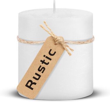 Набір із 4 свічок-стійок Brandsseller 7 x 10 см Однотонні та виготовлені з парафіну Сільські свічки з тривалим часом горіння Декоративні свічки для прикраси столу, Різдва та вечірок (7 x 7,5 см Набір із 4 шт. , білі)