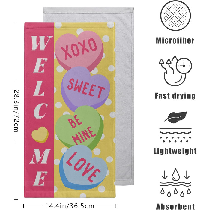 Різдвяні кухонні рушники Kwlegh, рушник для рук, різдвяна ялинка, цукерка-тростина, сніжинка, рушник для пальців, набір з 2 шт. , милий чоловічий банний рушник, високопоглинаючі рушники, 36 x (цукрові серця)