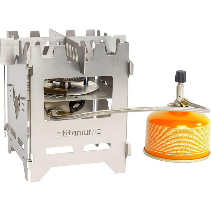 Хобо Преміум Складана вулична плита з термостійкої нержавіючої сталі XL-набір з багатьма аксесуарами Зроблено в Німеччині (вставка з нержавіючої сталі для газового пальника Trangia)