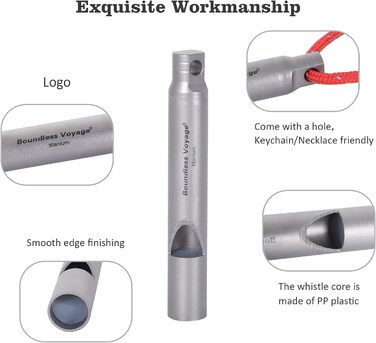 Титановый аварийный свисток с шейным ремнем для кемпинга 2 шт. Boundless Voyage